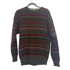 Vintage Alias Fair Isle Men's Grandpa Sweater Wool Made in Scotland Crew Neck M